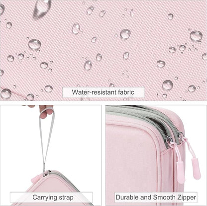 FYY Electronic Organizer, Extra Large Travel Cable Organizer Bag Pouch Portable Waterproof Double Layers All-in-One Storage Bag for iPad, Cable, Power Bank, Laptop Charger for Office/Home, Light Pink