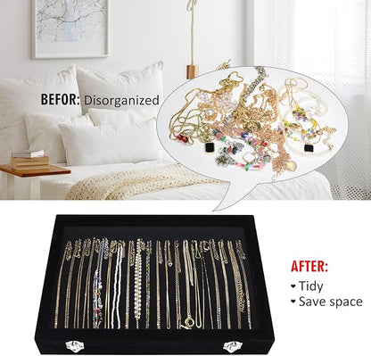 Vicoter Velvet Necklace Display Jewelry Tray 20 Hook Necklace Tray Necklace Pendant Jewelry Tray for Women and Girls