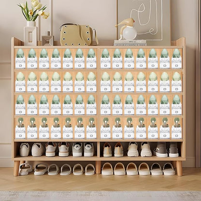 Clear Shoe Slot Organizer, 24 Pack Adjustable Shoe Slots Organizer for Closet Clear Shoe Stackers Shoe Rack Holder Shoe Space Savers for a Pair of Shoes