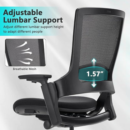CLATINA Office Chair Swivel Executive Chair, Adjustable Ergonomic Computer Chair with 3D Armrest and Lumbar Support, Mesh Backrest Task Chair for Home Office Conference Room, Studio, 2 Pack