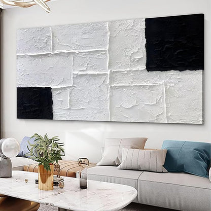 Trogonup Black and White Abstract Textured Wall Art for Living Room Rectangle Painting Large Artwork for Bedroom Home Office Ready to Hang 29"x58"