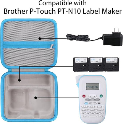 Label Printer Case Compatible with Brother P-Touch PT-N10 Personal Handheld Label Maker(Gray Case,Blue Zipper)