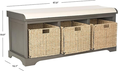Safavieh American Homes Collection Lonan Grey and White Wicker Storage Bench