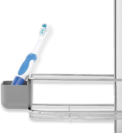 simplehuman Adjustable and Extendable Shower Caddy Large, Stainless Steel and Anodized Aluminum