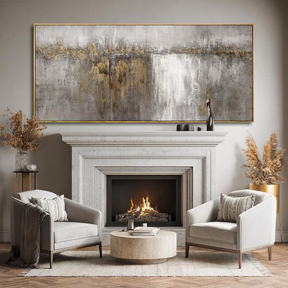 Vintage Home Wall Decor Abstract Framed Wall Art Textured Canvas Painting 32"x70" Posters for Bedroom Pictures for Kitchen