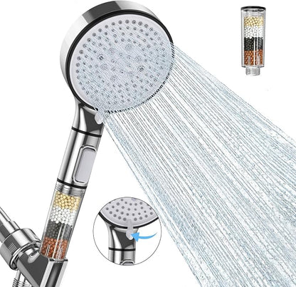 Filtered Shower Head with Handheld, 6-Spray High Pressure Shower Head to Reduce Dry Itchy Skin, Handheld Shower Head Set Includes 60" Hose & Adjustable Bracket
