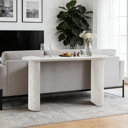 55 Inch Console Table, Modern Entryway Table with Rounded Corners, Narrow Sofa Table Behind Couch for Foyer, Hallway, Living Room,White