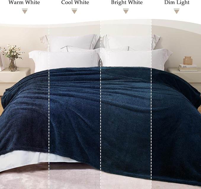 Exclusivo Mezcla Fleece Navy Blue Throw Blanket for Couch Sofa, Ultra Soft, Lightweight and Fluffy Blankets for Women, All Season, 50x60 Inches