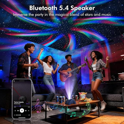 Rossetta Dual Lens Galaxy Projector, Star Projector for Bedroom with White Noise & Bluetooth Speaker, Remote, Timer, Aurora & Nebula Night Light for Room Decor, Party, Yoga, Gifts for Kids Adult Teen