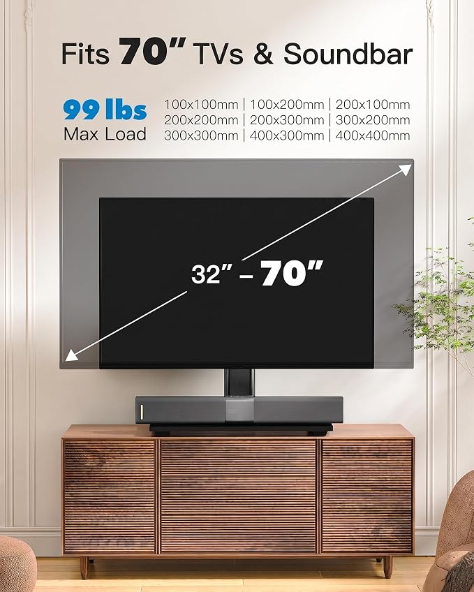PERLESMITH Universal TV Stand Legs for 32-70 inch TVs up to 99 lbs, Height Adjustable Tabletop Television Stand Mount, Universal TV Base for Livingroom & Bedroom, VESA 400x400mm PSTVS04-N2