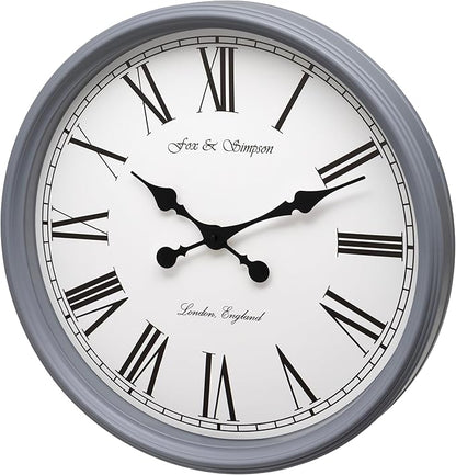 Fox and Simpson Extra Large 50cm / 20-Inch Grand Central Station Wall Clock in Grey