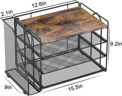 Spacrea Desk Organizers and Accessories, Paper Organizer for Desk with File organizer, Desk Accessories & Workspace Organizers for Catalog & Reference Racks (Wood)
