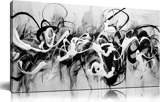 Abstract Canvas Wall Art for Living Room Bedroom Office Black and White Wall Art Abstract Line Picture Framed Wall Decor Modern Canvas Prints 20x40 In