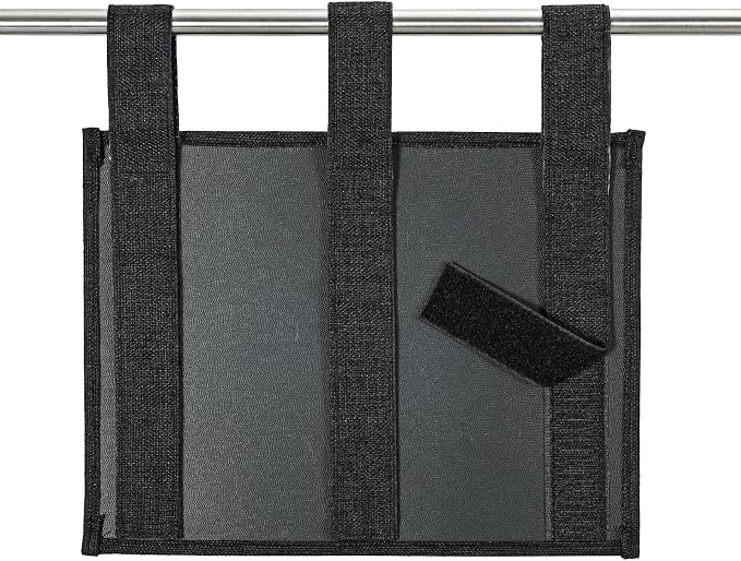 Zafit Linen Bedside Caddy, Bedside Storage Organizer for Hospital Beds, College Dorm Rooms or Baby Bed (4 Pockets-Black)