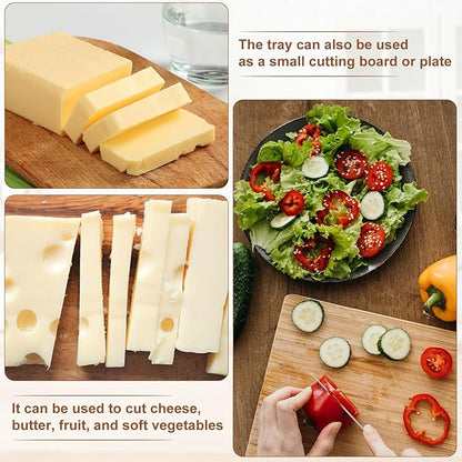 lasuroa Stainless Steel Cheese Cutter and Butter Slicer - Multifunctional Kitchen Food Tool for Block Cheeses and Butter