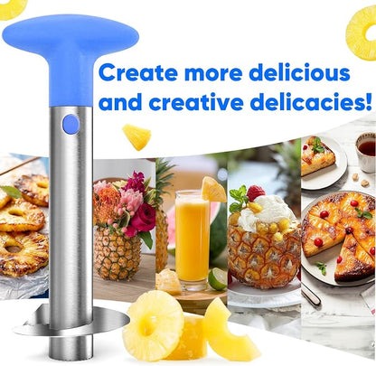 Pineapple Corer, [Upgraded, Reinforced, Thicker Blade] Newness Premium Pineapple Corer Remover, Stainless Steel Pineapple Core Tool for Home & Kitchen with Sharp Blade for Diced Fruit Ring (Blue)