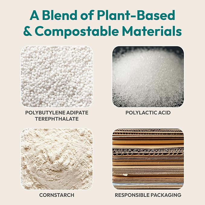 FEBU Gallon Compostable Food Storage Bags, 60 Count | Certified Home Compostable & Biodegradable | PFAS & BPA Free Zipper Bags | Leak-Proof & Resealable | 10.56” x 10.75”