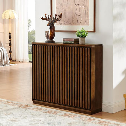 LKTART Buffet Cabinet Sideboard with Storage, Mid Century Modern Accent Credenza Cabinet with Doors & Shelves, Wood Coffee Bar Console Table for Dining Room,Kitchen,Entryway-Walnut