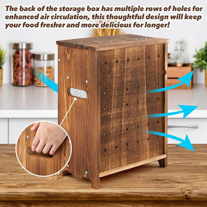 Colingmill Wooden Potato Onion Storage Bin for Kitchen Counter, Farmhouse Vegetable Storage Cabinet with Mesh Door & Lid Rustic Countertop Potato Organizer for Onion Garlic Bread, 11.8 x 6.8 x 16 Inch