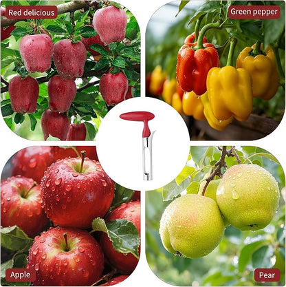 Apple Corer Tool, Apple Core Remover with Ergonomics Handle,Red | Stainless Steel Corer,Sharp Serrated Blades,Hand wash/Dishwasher