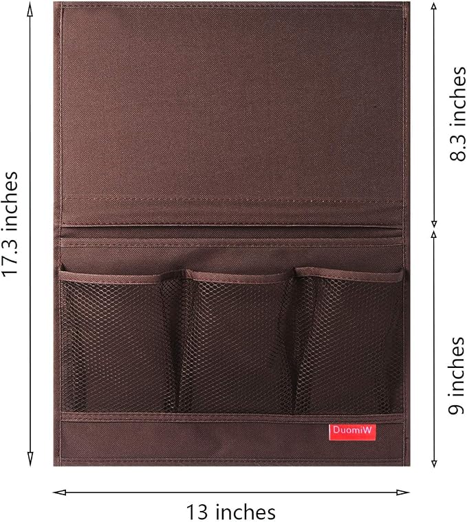 Bedside Storage Organizer, Bedside Caddy, Table Cabinet Storage Organizer, TV Remote Control, Phones, Magazines, Tablets, Accessories (Brown)
