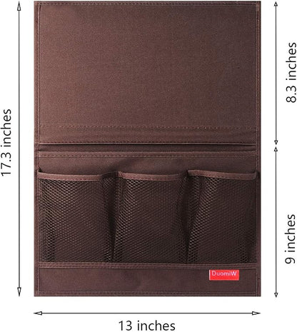 Bedside Storage Organizer, Bedside Caddy, Table Cabinet Storage Organizer, TV Remote Control, Phones, Magazines, Tablets, Accessories (Brown)