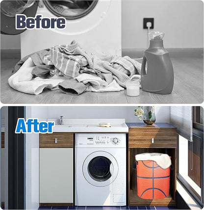 Basketball Texture Laundry Basket Ball Foldable Waterproof Oxford Cloth Funny Tote Bag Laundry Hamper Clothes Storage Bucket Organizer For Bathroom/Laundry Storage/Bedroom 18.9x16.5 Inch
