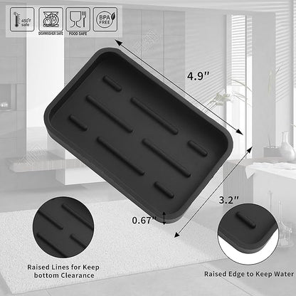 MicoYang Silicone Kitchen Sink Organizer Tray for Multiple Usage,Easy Clean Sponges Holder for Kitchen Bathroom Counter or Sink,Dish Soap Dispenser,Scrubber,Bottle,Cup Black 4.9”x 3.2”