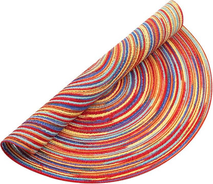 SHACOS Round Braided Placemats Set of 4 Variegated Colorful Placemats for Dining Tables Holiday Party Decor (Rainbow Red, 4)
