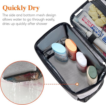 Lifewit Shower Bag Mesh Shower Caddy Portable College Dorm Room Essentials Tote Bag for Bathroom, Gym, Travel, Camping Quick Dry Hanging Shower Organizer Basket Toiletry Bag, Medium, Grey