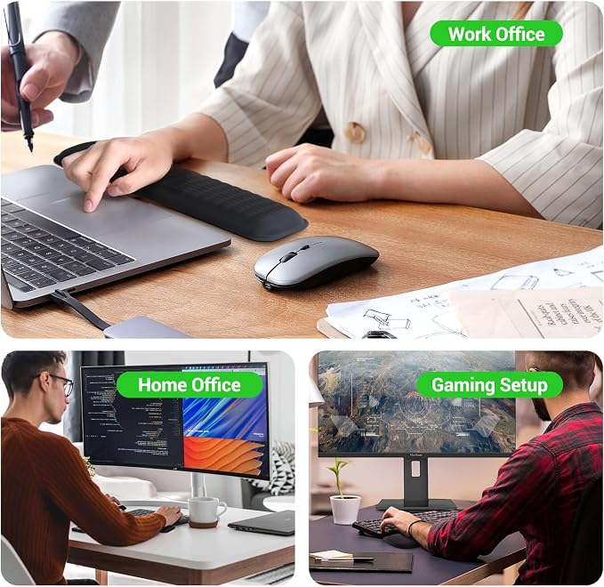 MEKASS Ergonomic Mouse Wrist Rest, Premium Memory Foam Mouse Wrist Pad Support Relieve Wrist Pain for Long Hours of Work, Gaming (Classic Black