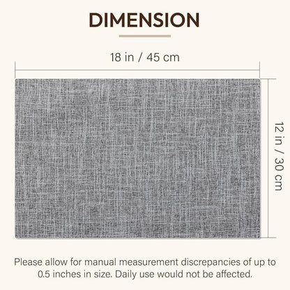 Blue Forest Placemats Set of 4, Dual-Layered Thickened Faux Linen Cloth Place Mats Heat Resistant Machine Washable Wrinkle Free Table Mats Indoor/Outdoor (Light Grey)
