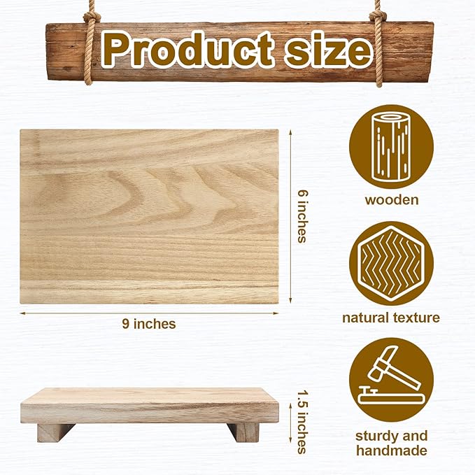 Nuogo Wood Riser Tray Soap, Stand Soap Tray for Kitchen Sink, Wood Pedestal for Kitchen Counter Sink Stand Decorative Rustic Bathroom Dishes Plant Bottles Candles Display(9 x 6 Inch,Natural)
