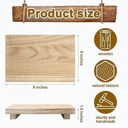 Nuogo Wood Riser Tray Soap, Stand Soap Tray for Kitchen Sink, Wood Pedestal for Kitchen Counter Sink Stand Decorative Rustic Bathroom Dishes Plant Bottles Candles Display(9 x 6 Inch,Natural)