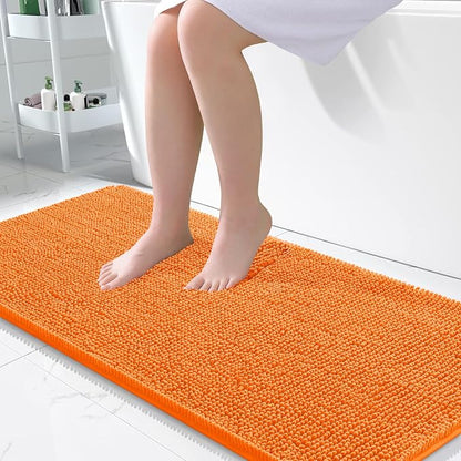 OLANLY Large Bathroom Rugs 50x30, Extra Soft Absorbent Chenille Bath Rugs, Rubber Backing Quick Dry, Machine Washable Bath Mats for Bathroom Floor, Tub and Shower, Home Decor Accessories, Orange