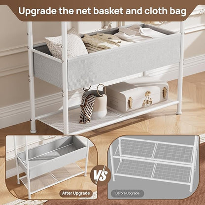 Golpart Clothes Garment Coat Rack Drying Clothing Racks Metal Freestanding for Hanging Clothes Portable Closet for Laundry Bedroom White