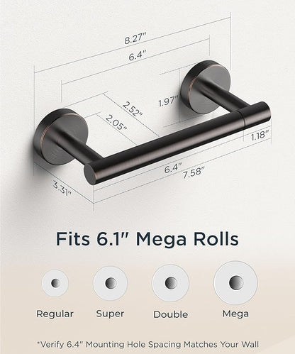 FORIOUS Toilet Paper Holder Wall Mount, Stainless Steel Rustproof Double Post Pivoting Tissue Roll Holder for Bathroom, Commercial Toilet Paper Dispenser, Oil Rubbed Bronze