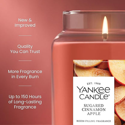 Yankee Candle Sugared Cinnamon Apple, Scented Candle, 22oz Large Jar with up to 150 Hour Burn Time, Giftable