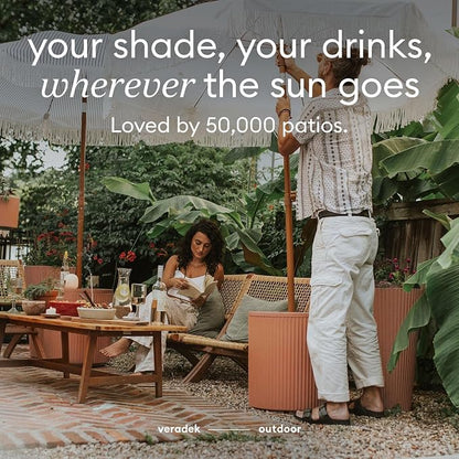 Veradek Umbrella Side Table - Outdoor Patio Table with Umbrella Hole for Porch/Patio | Durable Plastic-Stone Composite Material & Easy Assembly | Modern Coffee, Picnic or Poolside Table