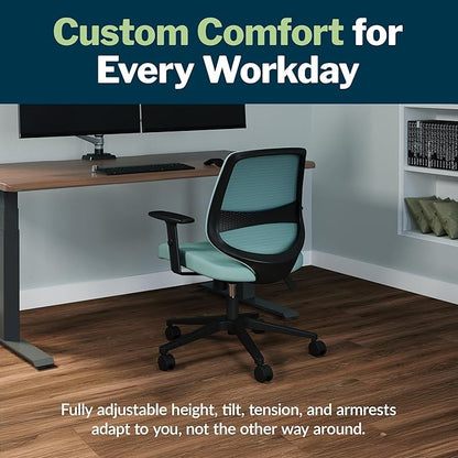 Vari Foundation Chair - Ergonomic Home Office Desk Chair + Adjustable Height, Tilt, and Armrests, Breathable Mesh, Lumbar Support - Swivel Rolling Task Chair for Office or Study (Seaside Blue)