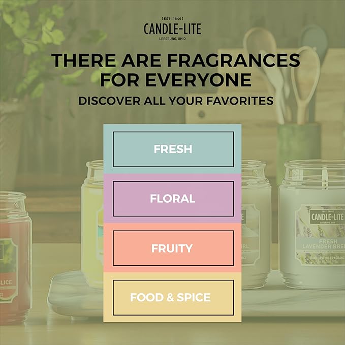 Candle-lite Fall Scented Candles, Evening Fireside Glow, 18 oz Jar, Proudly Poured in The USA, Aromatherapy Candle, Single-Wick with 110 Hours of Burn Time, Perfect for Creating a Refreshing Ambiance