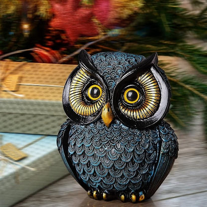 Artpaul Owl Statue Home Decor - Small Figurines for Shelves, Office, Living Room - Decorations and Gifts for Owl Lovers (Blue)