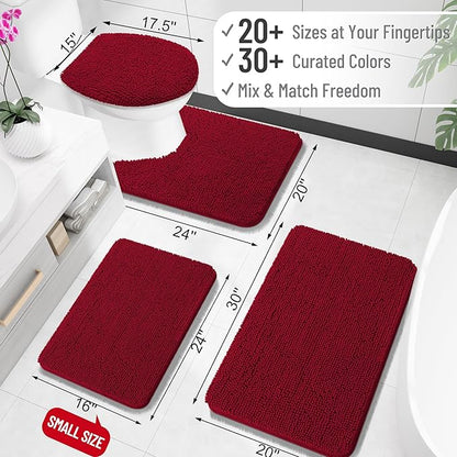 OLANLY Large Bathroom Rugs 40x32, Extra Soft Absorbent Chenille Bath Rugs, Rubber Backing Quick Dry, Machine Washable Bath Mats for Bathroom Floor, Tub and Shower, Home Decor Accessories, Red