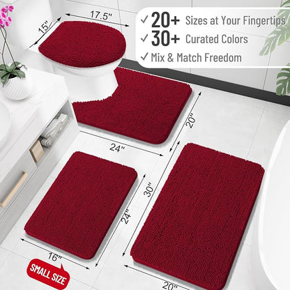 OLANLY Large Bathroom Rugs 45x27, Extra Soft Absorbent Chenille Bath Rugs, Rubber Backing Quick Dry, Machine Washable Bath Mats for Bathroom Floor, Tub and Shower, Home Decor Accessories, Red