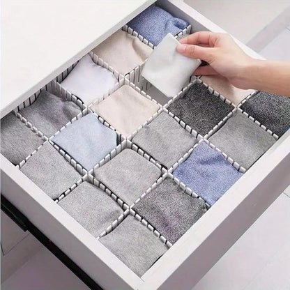 20 Pack Cuttable Drawer Dividers, Plastic Drawer Organizer Set, Storage Dividers for Closet & Kitchen Drawers, White/Blue