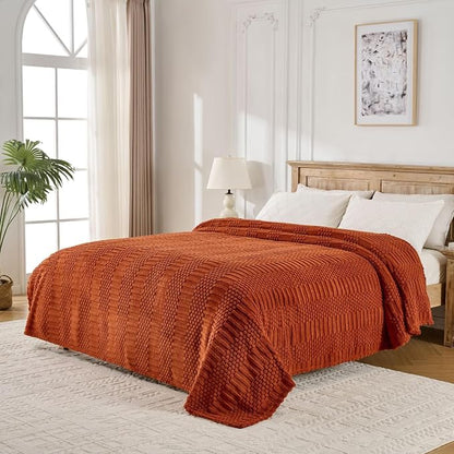 90x104 Inch Rust King Bed Blanket - Soft & Fluffy Fleece, Cute & Aesthetic, Perfect for Sofa, Couch, Bed, Living Room & Bedroom, All-Season Use, Plush & Cozy Decorative Blanket