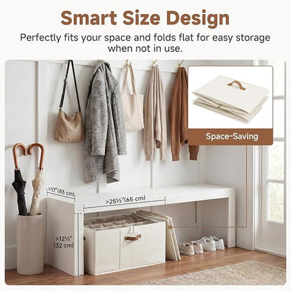 StorageWorks Shoe Organizer for Closet, Fits up to 24 Pairs, Shoe Cubby Storage Containers with Adjustable Dividers and Clear Cover, Beige