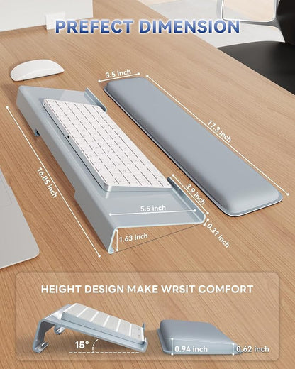 Laborio Computer Keyboard Wrist Rest Stand for Desktop, Keyboard Holder for Easy Typing with Wrist Pad for Office Desk, Home, School (Gray)