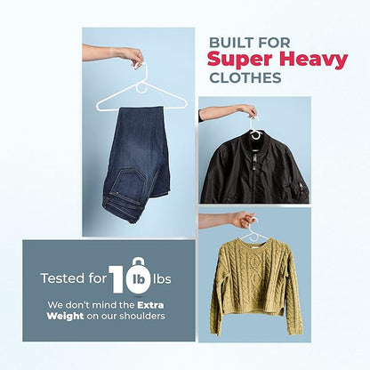 Neaties Super Heavy Duty Clothes Hangers 50 Pack (54 Count) – Made in The USA - 10lb Capacity, Thick Plastic Hangers for Pants, Coats, Jackets, Jeans and Adult Clothing – Black