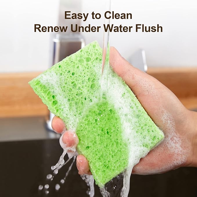 JOYMOOP Dish Sponge Scrubber, Cellulose Sponges Kitchen for Non-Scratch Washing Dishes, Household Cleaning Scrub Natural Sponge, Pack of 36 Colorful Sponges